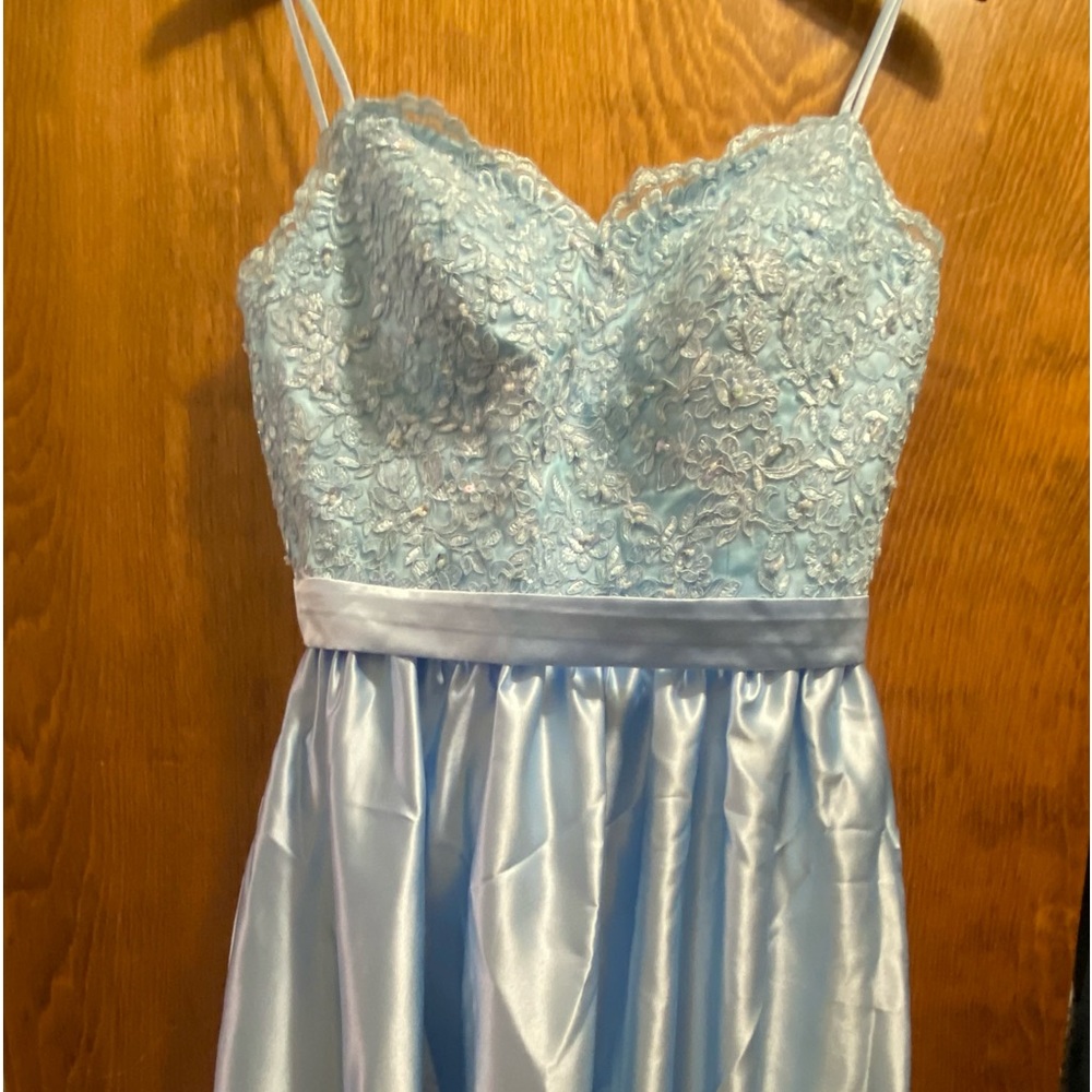 **NEW never been used** , full length dress, lace up back, leg slit, pockets